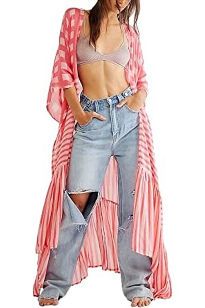 YouKD Summer Long Kaftan Dress Bohemian Roomy Beach Robe Cover Up Plus Size D...