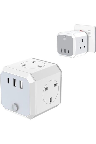 GENERAL موزع طاقة مكعب مزود بمنافذ USB، محول طاقة رباعي الاتجاهات متعدد المقا...