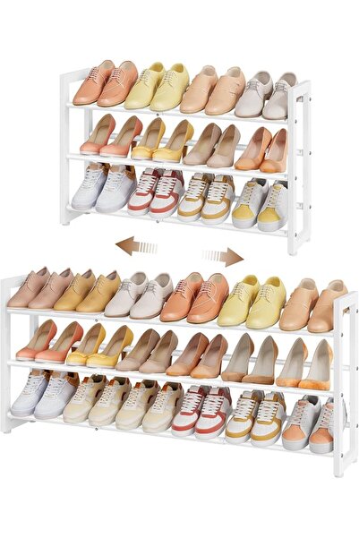 GENERAL Hoctieon 3-Tier Expandable Shoe Rack, Adjustable Shoe Shelf Storage O...