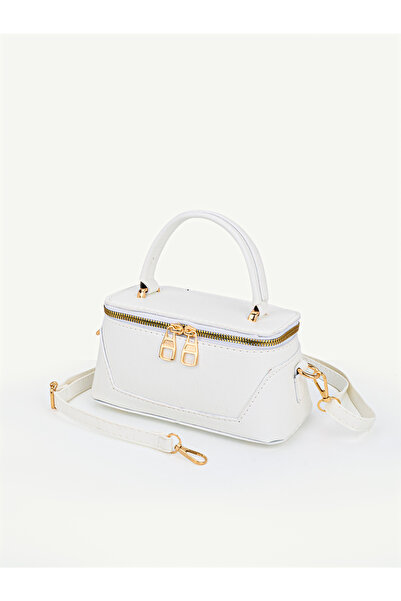 Beshora Parades White Box Model Leather Handle Zippered Crossbody Hand and Sh...
