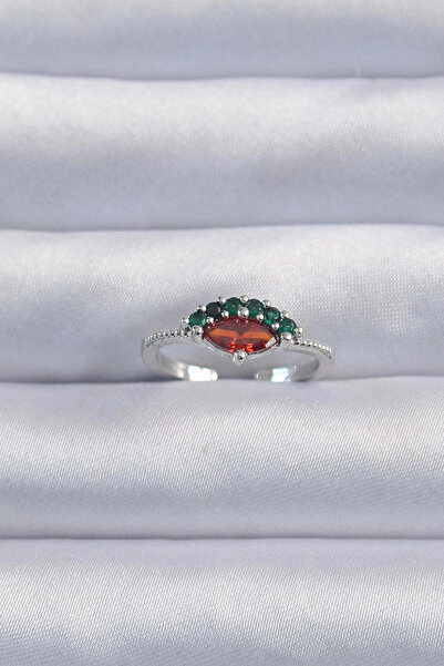 SORA GROUP Brass Silver Color Colorful Zircon Stone Adjustable Watermelon Mod...