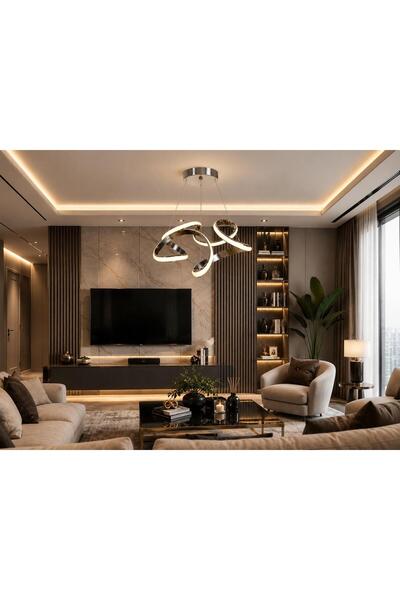 Helezon Modeli Krom Kaplama Led Avize