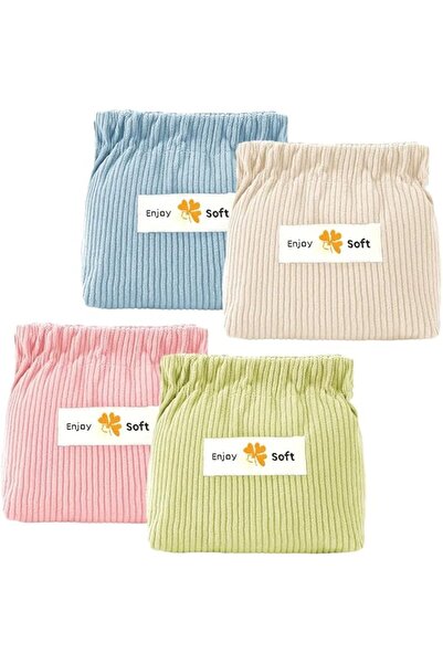 Hannea ® 4pcs Small Makeup Pouch Bag Coin Purse, Soft Corduroy Elastic Storag...