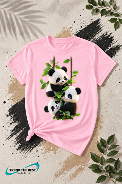 TREND THE BEST Trendin En İyisi Summer Triple Sweet Panda Printed Unisex Girl...
