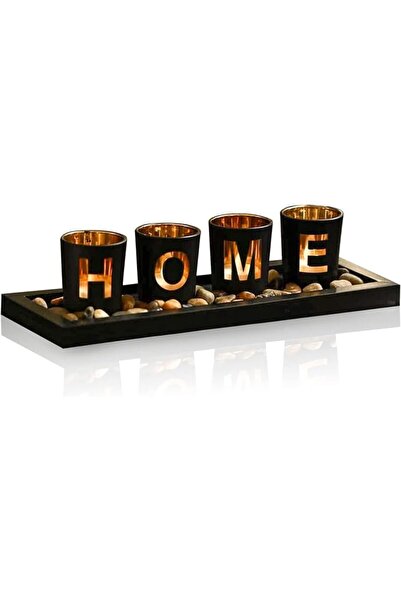 Tazweeq Home Decorative Candle Holder Set, 4 Glass Tealight Candle Holders wi...