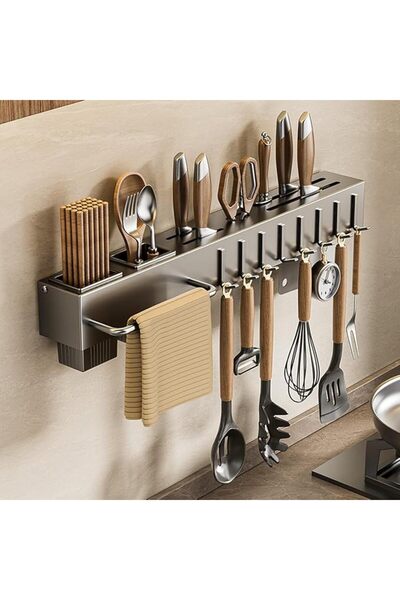 Generic Kitchen Knife Holder Wall Mounted Stainless Steel Utensil Rack with 2...