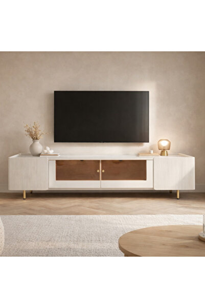 Baytonia Zoe Tv Stand - Cream and Gold