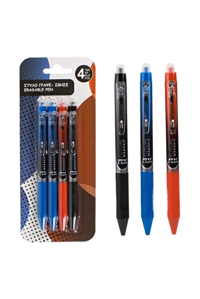 OEM Set of Blue Red Black Thermosensitive Ink Pens & Eraser 0.5mm - 4pcs