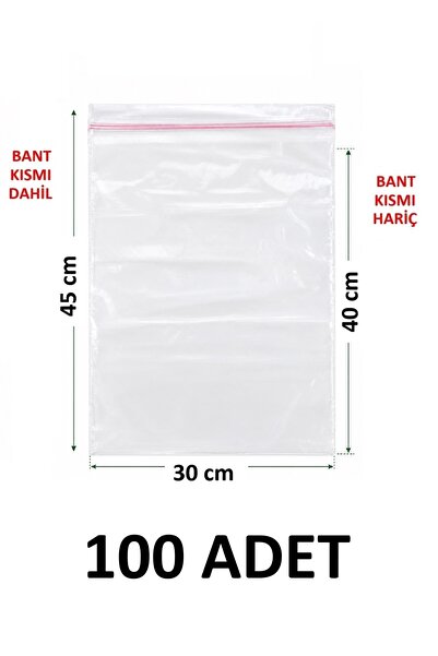 MTKardeşler 100 Pieces 30X40 +5 cm Transparent Nylon Bags with Polyethylene T...