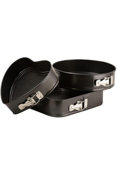 Generic 3Pc Springform Set round Heart and Square (RF8783 Black)