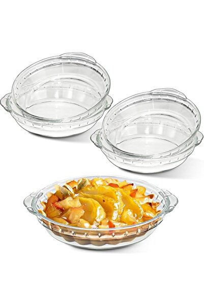 Generic 2 Pack Small Glass Pie Dishes with Handles - 18cm Clear Round Pie Pan...