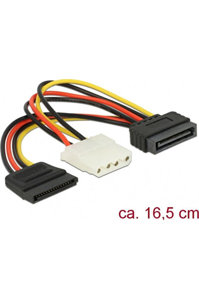 DELOCK Καλώδιο SATA 15 ακίδων - SATA 15 ακίδων / Molex 4 ακίδων, 0,165μ, Πολύ...