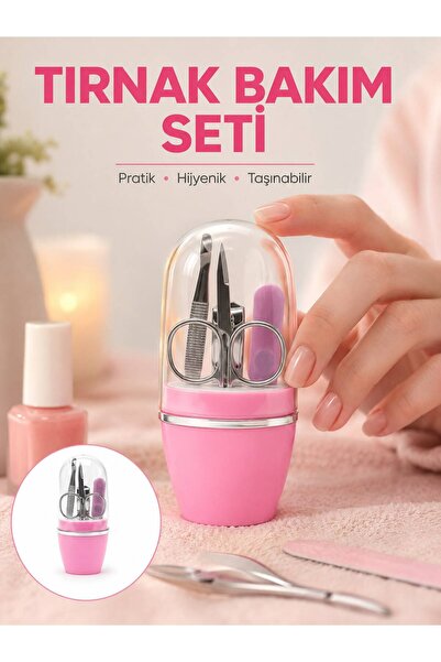 pınaxar Nail Care Manicure Pedicure Set 4 Pieces Pink Minimal and Durable