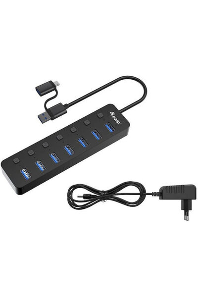 EQUIP Διανομέας USB 7 Θυρών USB 3.0 με σύνδεση USB-A / USB-C Κωδικός: 128965