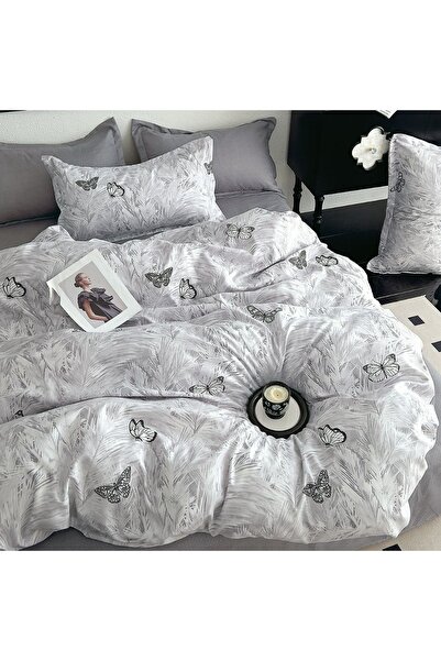 FrasinHome Lenjerie de pat 180x200cm, Cu elastic, Finet gros 6 piese, Țesătur...