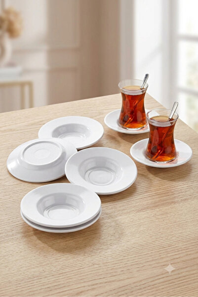 BİODATA 24 Pieces of Unbreakable Melamine Tea Plates Tea Plates 11 cm - White