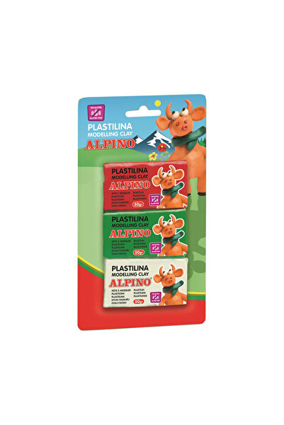 Alpıno Standard Plasticine, 3 Colors X 50 Grams/Blister,