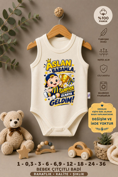 ModaXen Baby Bodysuit with the Text "I'M Here to Become a Champion with My Da...