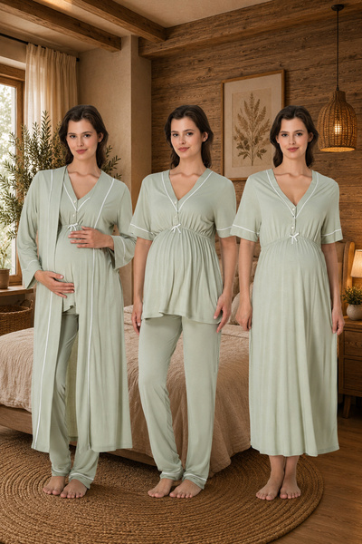 lohusahamile 4-Piece Maternity Set with Piping Detail and Easy Breastfeeding ...