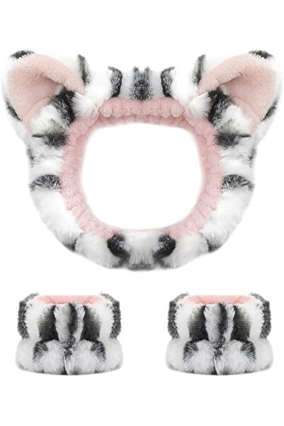 Hannea ® Spa Headband Set for Women, 3 PCS Cat Ear Facial Headband & Wristban...