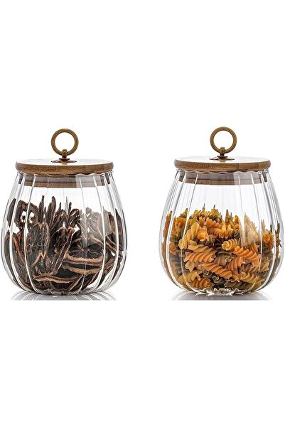 Jorunb Airtight Glass Jars Set of 2,Glass Coffee Nuts Canister with Bamboo Li...