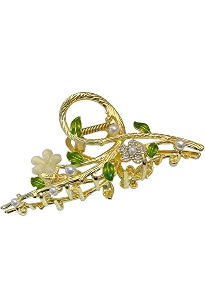 Tazweeq Flower Hair Claw Clips, Pearl Rhinestone Metal Hair Clips, Non-Slip G...