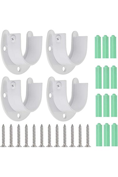 KASTWAVE 4 Pack U-Shaped Stainless Steel Closet Rod End Supports, 1-1/2" Diam...
