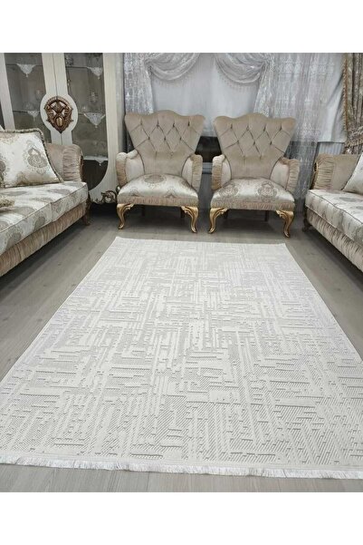 İKİZLER HALI Beyaz-Ekru İskandinav Bukleli Yumuşak Minimalist Salon Koridor M...