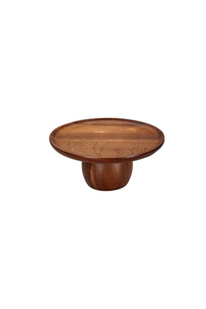 Porland Woodflower Çiçek Desenli Akasya Kek Standı 25 cm