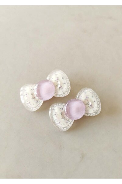 Halley Concept Lilac Bow Themed Floral Patterned Double Clip Children's Hair ...