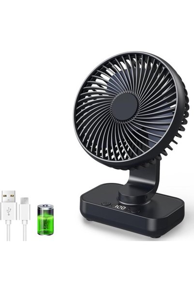 Morvena Picks Ventilator USB de birou cu oscilație automată, baterie reîncărc...