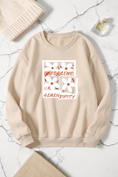 uyguntarz Hanorac unisex cu imprimeu Irides Serenity, cu gâtul tip crewneck