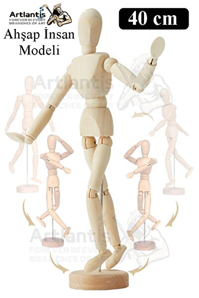 Artlantis Ahşap İnsan Modeli 40 cm 1 Paket Büyük İnsan Figürlü Ahşap Model Ma...
