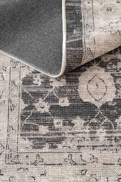 Oriente Home Arvena Serisi Retro Gri Şönil Makine Halısı Kaymaz Taban Yıkanabilir Salon Halısı 5007