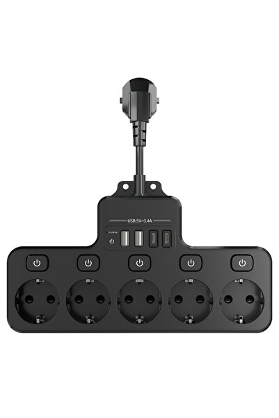 MACVI Priză inteligentă cu 4 prize Schuko și 4 porturi USB — Control total 🤩 🔌