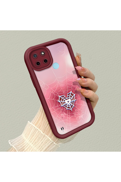 CHICASELUX Realme C21Y/C25Y Compatible Pink Gradient Heart Spider Web Pattern...
