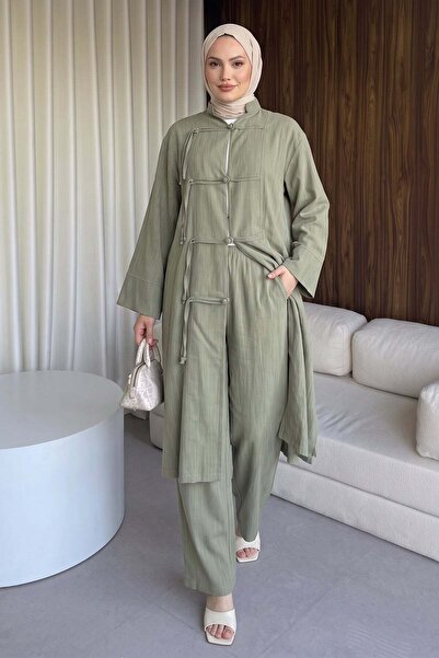 Salih Çelebi Chinese Buttoned Suit Y0157 - Khaki