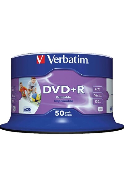 Verbatim DVD+R 4.7GB, 120 minute, viteză 16x, 50 bucăți, Single Layer, spindl...