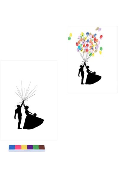 GENERAL Wedding Fingerprint Painting Guest Book, Chemical Fiber Canvas Guest ...