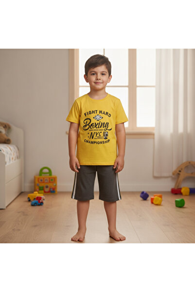 BONBON Children's Printed Yellow Color 2-Piece Set Cb1059