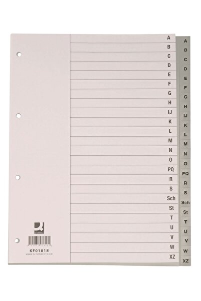 Q-Connect Index Plastic Gri, Alfabetic A-Z, A4, 120 Microni, Q-Connect, 230 x...