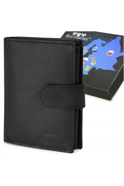Beltimore Portofel clasic din piele pentru bărbați, RFiD, negru, mare, din pi...