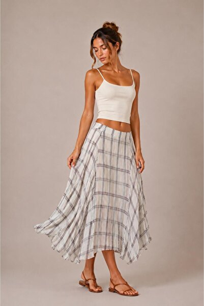 ALEXANDERGARDI Wrinkled looking checkered midi skirt