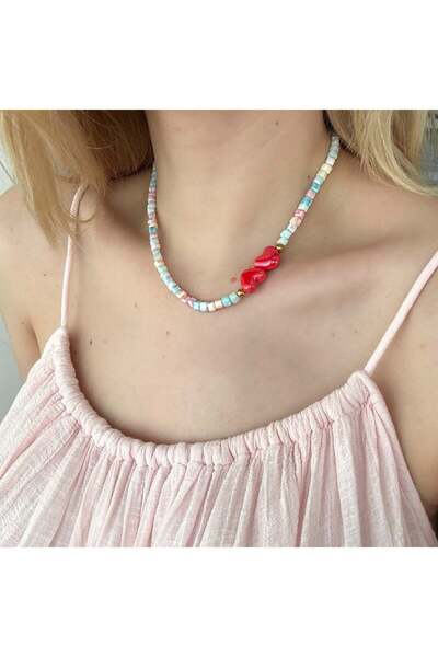Alice İsstanbul Murano Heart Necklace with Crystal Stone