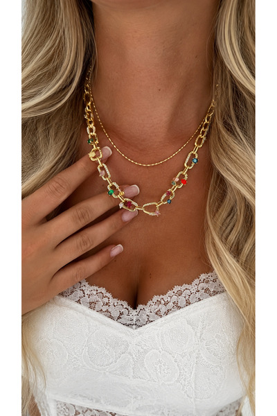 GLARE JEWELRY CO قلادة من الفولاذ المقاوم للصدأ بتصميم فاخر مع تفاصيل من حجر ...