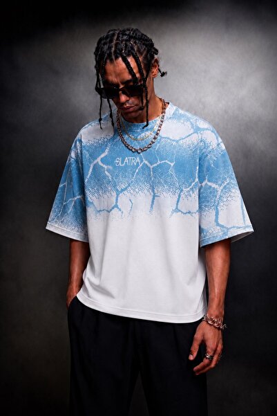 Slatra Ανδρικό μπλουζάκι με σχέδιο White Thunder Embossed Print Oversize