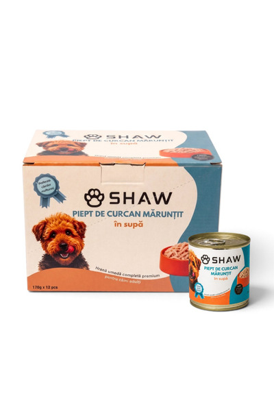 SHAW SET 12 - SHAW premium wet dog food, Shredded Turkey Breast in Soup, comp...
