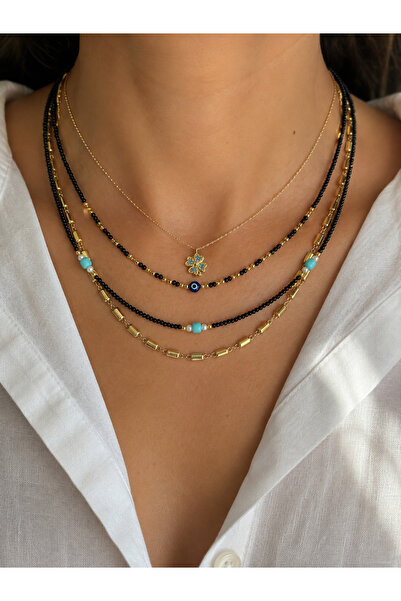 SEZİNİN TAKI DÜKKANI ✨   Lucky Eye 4-Piece Women's Necklace Set – with Clover...