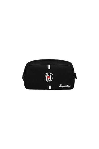Beşiktaş Licensed Canvas Pen Holder - Black and White Striped 2 Compartment P...