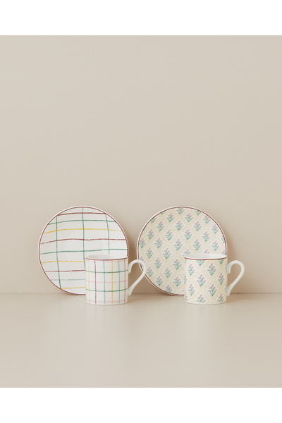 English Home Flora New Bone China 12 Parça 6 Kişilik Kahve Fincan Takımı 80 m...